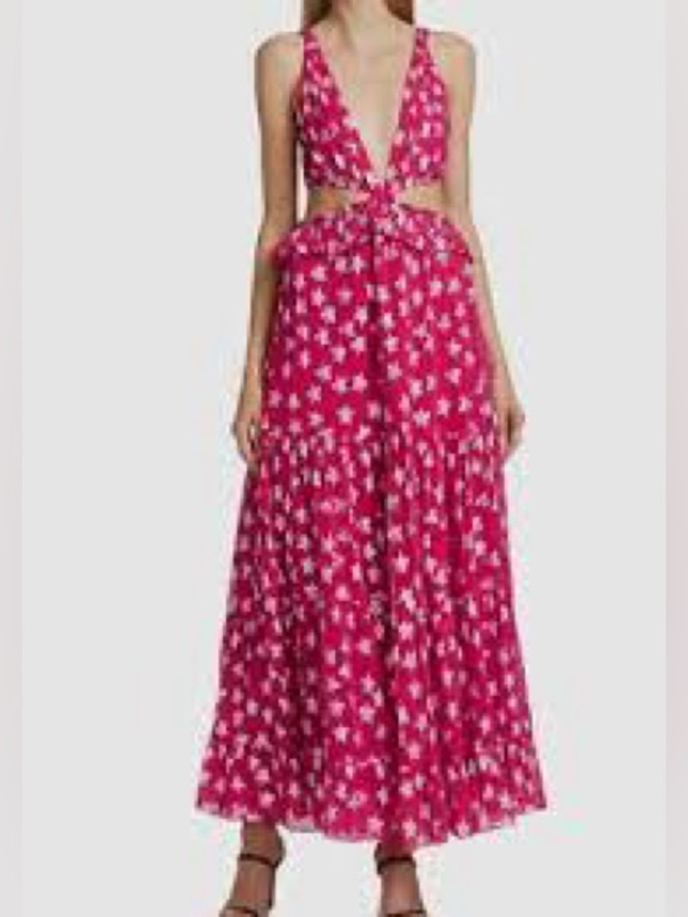 Rococo Sand pink star-print out maxi dress